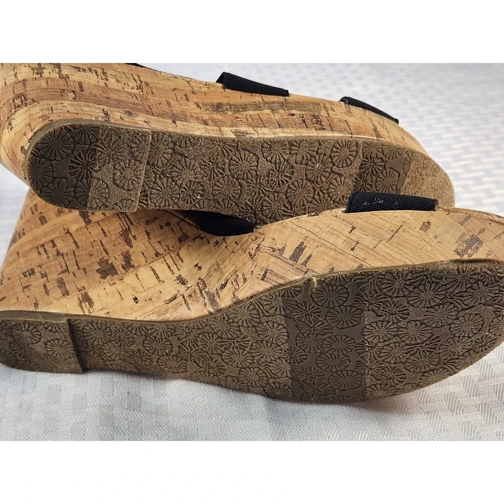 Womens ESprit Wedge Black Cork Sandals 8.5
